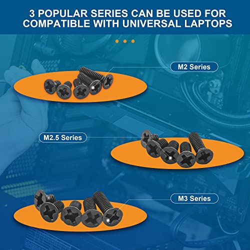 image for NINDEJIN Laptop Computer Screw Kit, M2 M2.5 M3 Countersunk Flat Head P