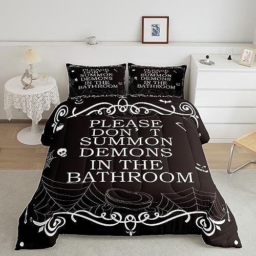 Feelyou Halloween Bedding Set Full Size Boys Girls Spider Web Comforter Set for Kids Ultra Soft Sugar Skull Comforter Halloween Black Duvet Set Room Decor Quilt Set