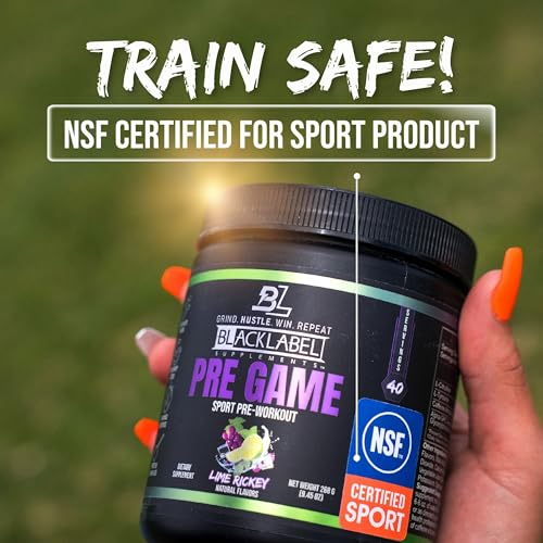 Image of Blacklabel PRE-Game NSF Certified for Sport Pre-Workout (Lime Rickey) | Customizable 150mg Caffeine for Energy and Focus, Low-Stimulant Pre Workout for Men and Women, 40 Servings