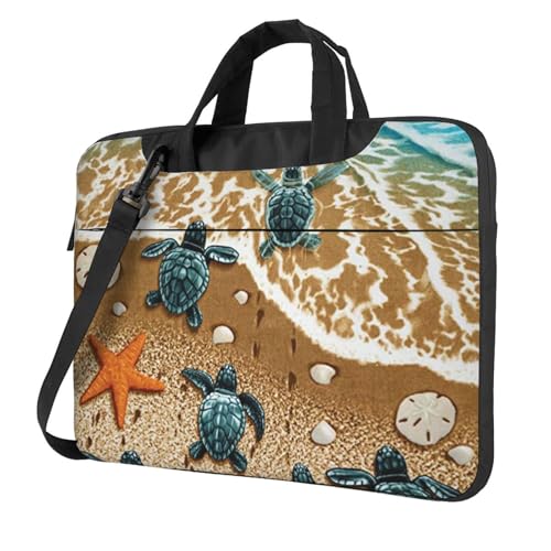Sac ordinateur portable imprimé tortues antichoc avec bandoulière