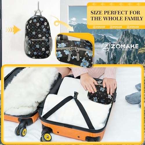 Image of ZOMAKE Ultra Lightweight Hiking Backpack 20L, Packable Small Backpacks Water Resistant Daypack for Women Men(Black,White Polka Dot Floral)