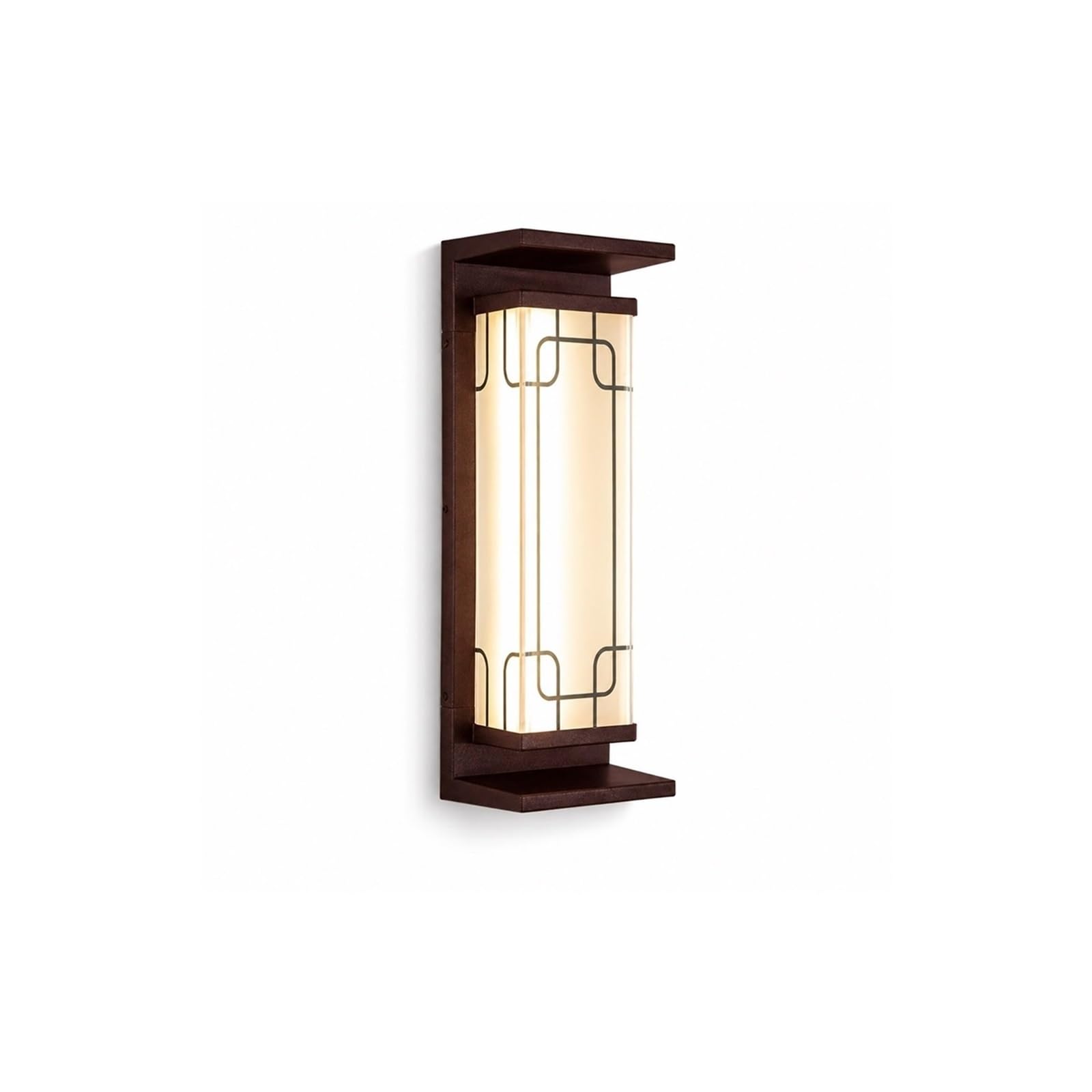OZBMA Postmodern Style Outdoor Wall Light, Coffee E27 Lantern, IP65 Waterproof Aluminum Exterior Sconce with Glass Shade, Porch Lighting Fixtures for Patio Staircase Foyer Threshold