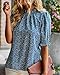 BTFBM Womens Tops 2026 Dressy Casual Blouses Summer Spring Clothes Mock Neck Short Sleeve Shirts Business Work Fall Outfits(Floral Blue, Medium)