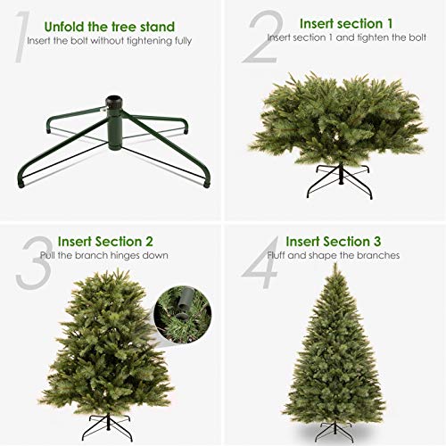 WBHome 6 Feet Premium Spruce Hinged Artificial Christmas Tree, 800 Sprout Branch Tips (Ponderosa Pine, Dunhill Fir and Douglas Fir), Unlit (6FT) - Thumbnail 6