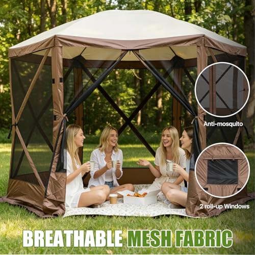 Carpa portátil pop up para camping y sombra hexagonal miniatura 7