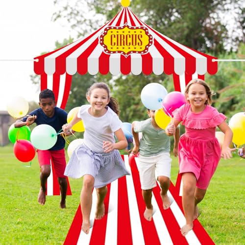Image of Fanfanwin 4 Pcs Carnival Circus Tent Decorations Carnival Entryway Door Party Decor Awning Hanging Banner Aisle Runners Supply for Circus Theme Birthday Celebration(Classic)
