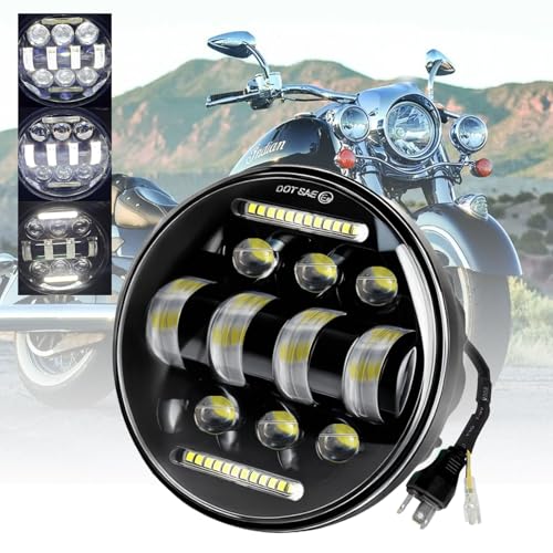 DMEPUGI Motorcycle Headlight Fit for 2002-2009 Honda VTX 1300/VTX 1800,5-3/4 5.75 Inch Round Headlight with DRL High Low Beam,600% Bright Headlamp Assembly,DOT Approved