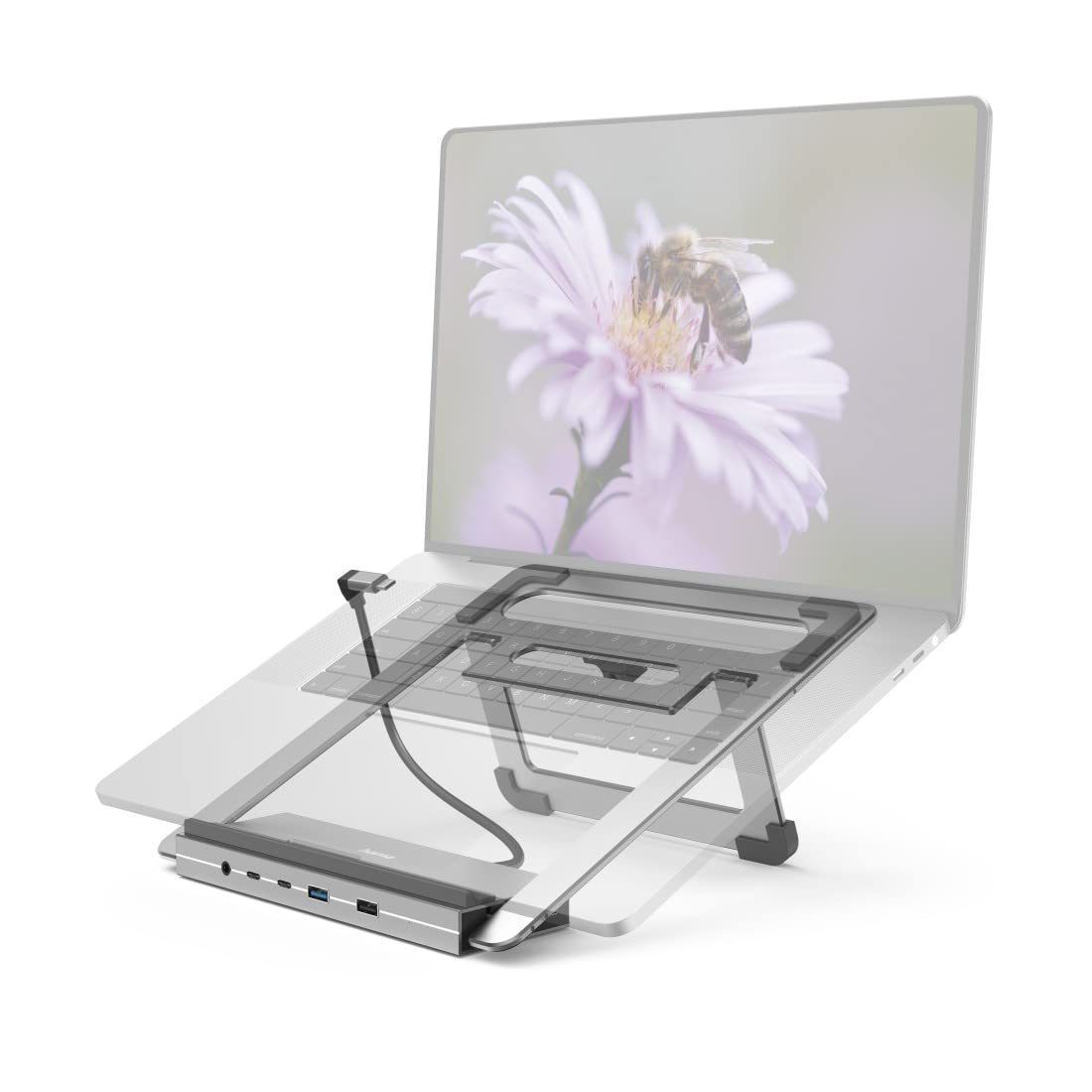 Hama USB C Docking Station mit Laptop-Ständer 12 Ports, USB, HDMI, LAN etc.