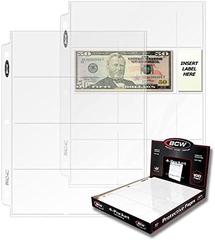 BCW PRO 4-POCKET CURRENCY PAGE (300 CT. BOX)