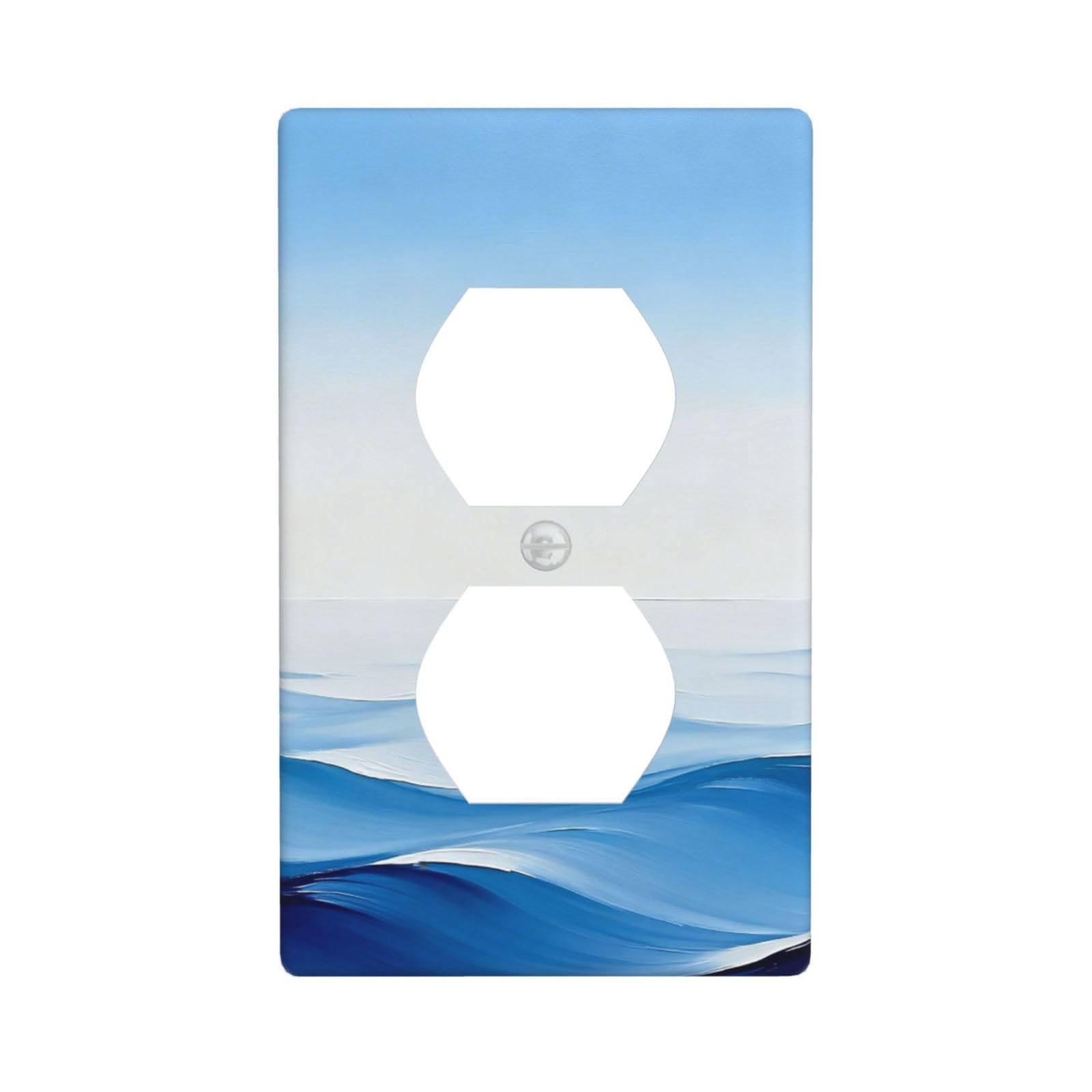 Marina Blue Wave Decorative Switch Plate Cover-Unbreakable Polycarbonate Wall Plate for Home Office, 1 Gang with Screws