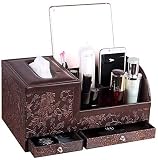 LINPOZONE Organiseur en cuir pour télécommande TV, guide TV, courrier, CD, bureau, stylos, crayons, pinceaux de maquillage, table de nuit