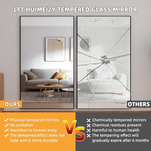 Image of LFT HUIMEI2Y 76.4 inchx37 inch Full Length Mirror, Black Floor Mirror