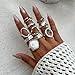 LKingel Chunky Silver Rings Set for Women Silver Baroque Pearl Rings Open Adjustable Pearl Ring Stacking Knuckles Rings Set Boho Prom Costume Fashion Jewelry for Women 2026