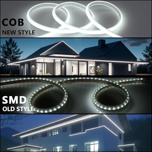 Image of BENLUN AC 110V COB LED Strip Lights 98.4ft, 6000K Cool White LED Rope Light Outdoor Waterproof, 10W /M CRI 90+ Flexible Cuttable, for Bedroom, Living Room, Garden, Commercial, House