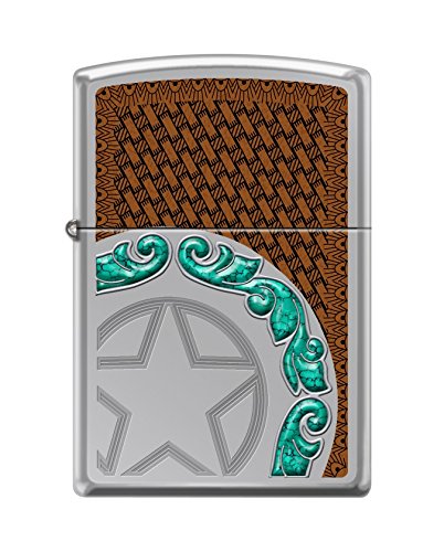 Zippo Custom Lighter Design Western Star Leather Reg Hi Pol Chrome Windproof Collectible Lighter - Cool Cigarette Lighter Case Made in USA Limited Edition & Rare