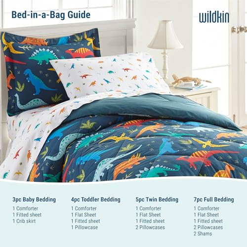 Image of Wildkin Kids Cotton Twin Comforter Set - Lightweight, Fits Twin Mattress, One Pillow Shams Included - Dinosaur Land