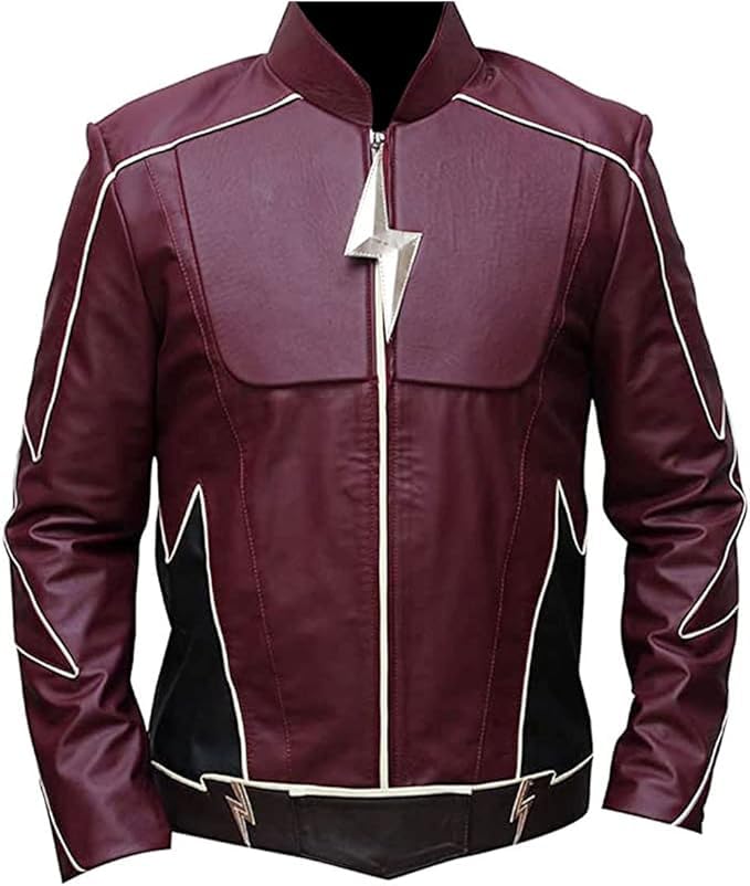 Flash Man Maroon Faux PU Casual Super Hero Leather Jacket
