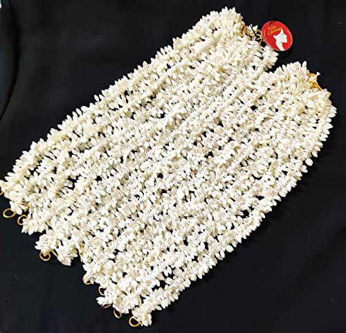 Pretty Charming Handmade Artificial Flower Plastic Gajra Veni Garland for Hair 12 White 13 Inch long set of 12 with freebie