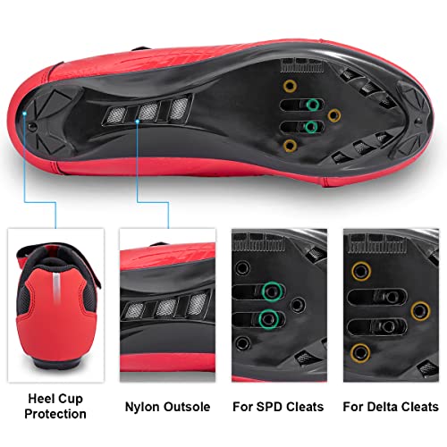 Image of Hiland Unisex Wide Cycling Shoes Compatible with Peloton & Look Delta /SPD Cleats-3 Straps-Clip in Road /Mountain /Indoor Bike Shoes for Mens and Womens