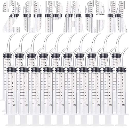 20 Pack Dental Syringe Disposable 12cc/ml Dental Irrigation Syringe with Curved Tip for Dental Care, Tonsil Stone Squirt, Feed Pet, Mold Material Injection, Lab, Industrial & Scientific