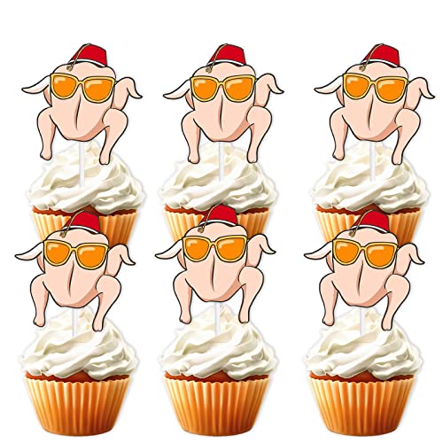 Glitter Dessert Cupcake Topper Thanksgiving Gratitude Turkey Theme Decor For Boy Girl Men Women Happy Birthday Party Decoration Supplies #TOP15