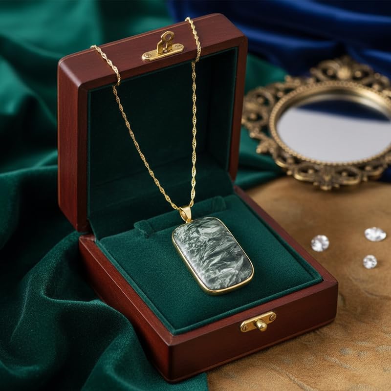 Pendentif en quartz gris anti-ternissement collier rectangulaire taille lisse