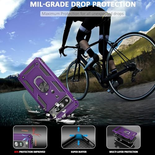 Image of Realcase Google Pixel 8 Pro Back Cover Case | Heavy Duty Dual Layer Hybrid Shock Proof Armor Defender Ring Case Back Cover For Google Pixel 8 Pro 5G (Purple) - Polycarbonate