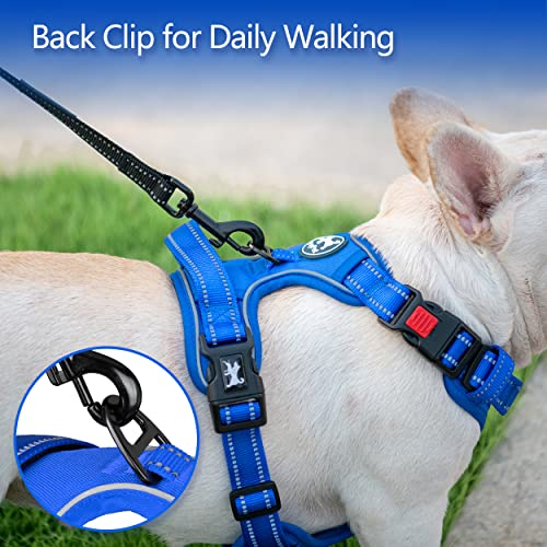 Image of PoyPet No Pull Dog Harness, No Choke Reflective Dog Vest, Adjustable Pet Harnesses with Easy Control Padded Handle for Small Medium Large Dogs(Royal Blue,S)