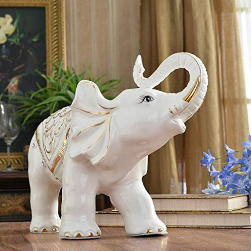 Estatua de elefante de la suerte, adornos de Feng Shui, escultura de cerámica para riqueza y prosperidad, regalo decorativo para decoración del hogar o tienda