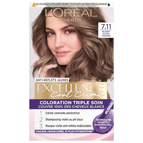 L’ORÉAL PARIS - Coloration Cheveux Permanente Triple Soin - Anti-Reflets Jaunes - Couvre 100%...