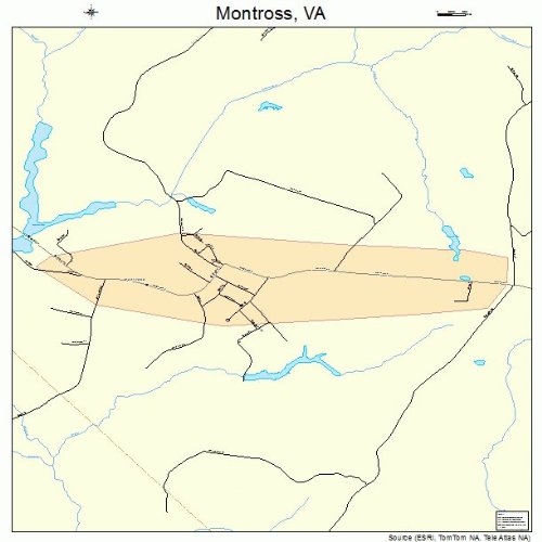 Large Street & Road Map of Montross, Virginia VA Printed poster size