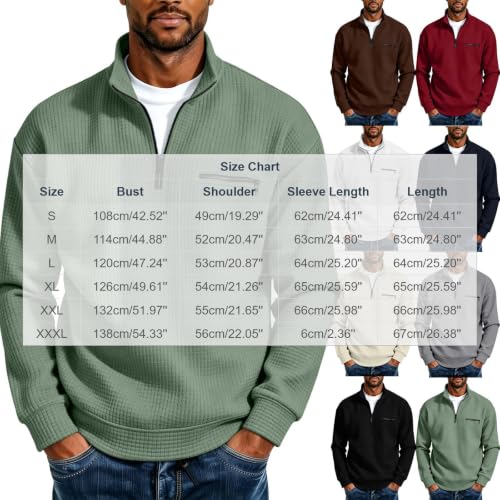 Men's Quarter Zip Sweatshirts Waffle Knit Long Sleeve Pullover Shirts - image 3
