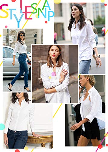 Hotouch Womens Cotton Basic Button Down Shirt Slim Fit Dress Shirts - Image 3