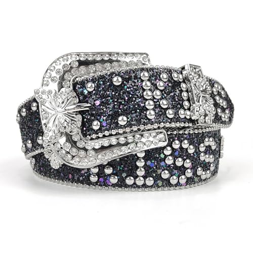 Glittered Belt Jeans Waistband Punk Rivets Studded Belt Jeweled Butterfly Waistband for Street Player Club Party Wear