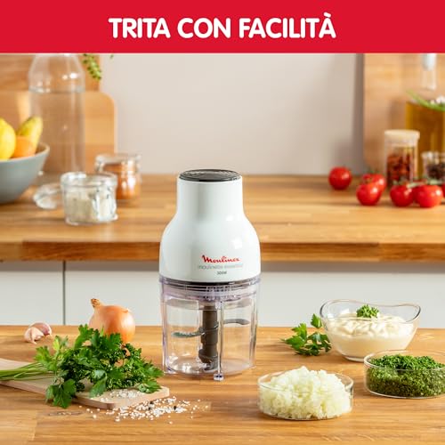 Moulinex DJ5201 Moulinette Essential, 4 Lame Affilate, Trita, Mescola e Sminuzza, Tritatutto, Capacità Recipiente 400 ml, 300 W, Bianco - immagine 3