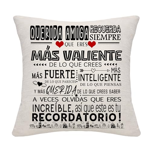 Bommex Querida Amiga Lembre-se Sempre Que És Mais Corajosa do Que Pensas Inspiração Capas de Almofada para Amiga Melhor Amiga Presente para Mulher Menina Aniversário (Querida Amiga)