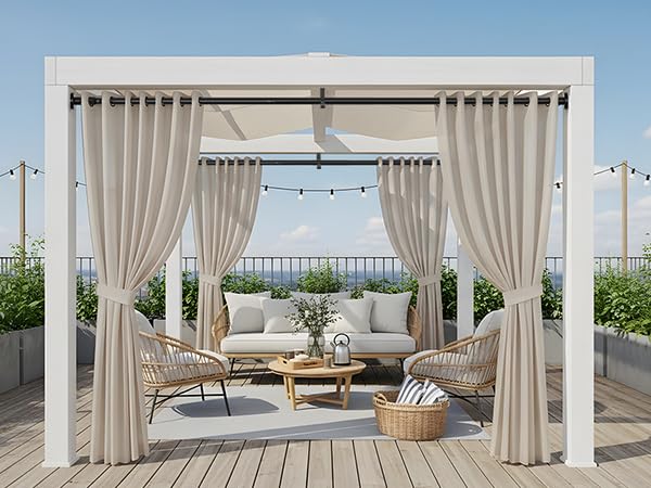 Image of 2Pack Long Tension Rod 41-144inch Black Tension Curtain Rods no Drilling | 1.26 inch Diameter Outdoor Curtain Rod for Patio,Windows,Anywhere Heavy Duty Spring Rods Adjustable