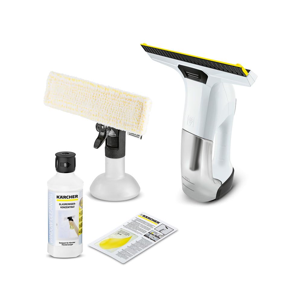 Kärcher WV 6 Plus Fenstersauger weiß (inkl. Zubehör,100 min Akkulaufzeit, Fensterreiniger für Fenster, Fliesen, Dusche und Vitrinen) (inkl. 1x Glasreiniger RM 500)