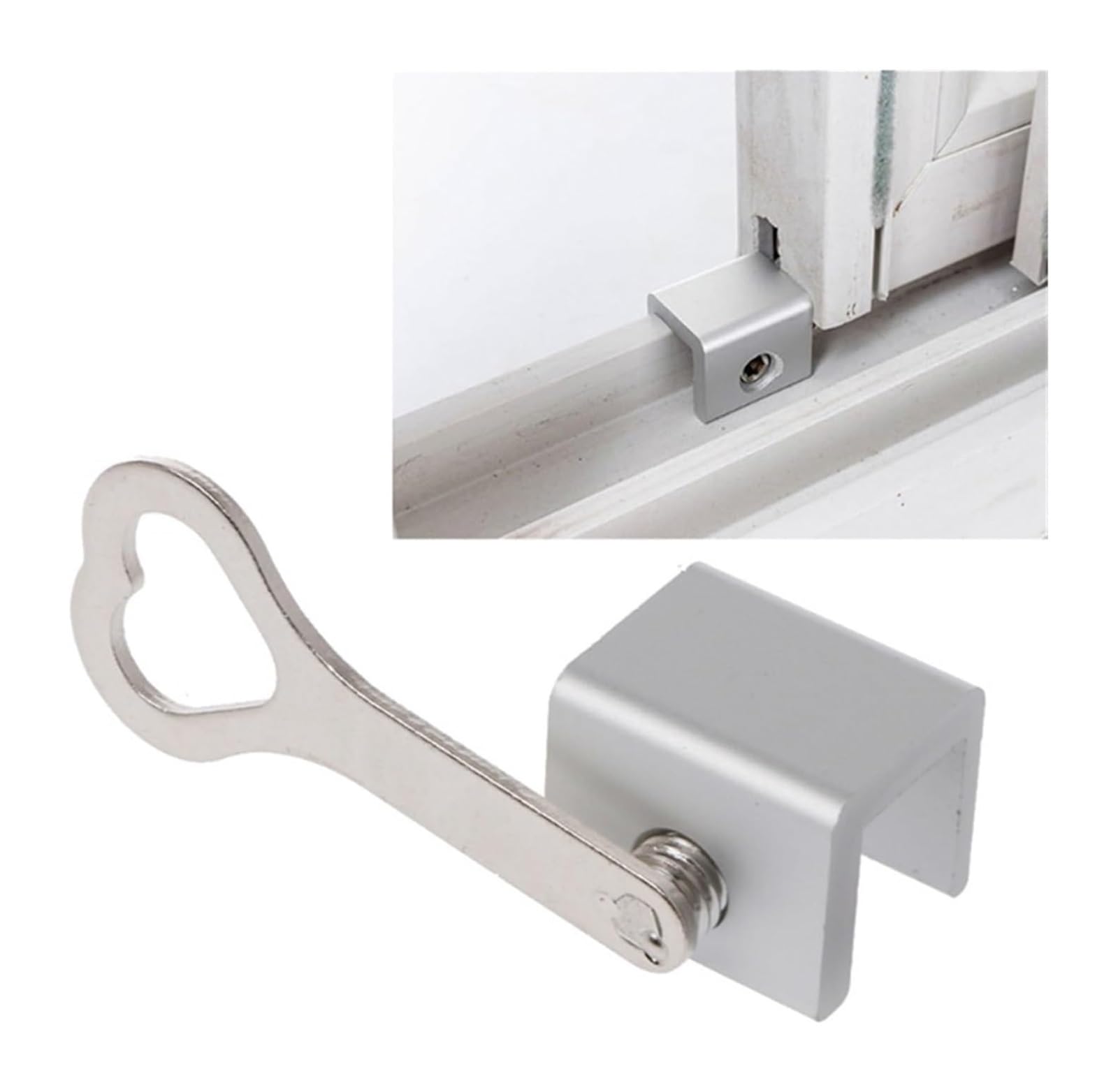 Blokada okna ze stopu aluminium z kluczami | Srebro 1/10 szt.: drzwi przesuwne, okno przesuwne, jednostka klimatyzacyjna, z kluczami(10pcs)