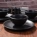Swlthwen Japanese Black Rice Bowls Set of 4, Ceramic Asian Bowls Sushi Bowls for Rice, Oats, Soup, Snacks, Desserts