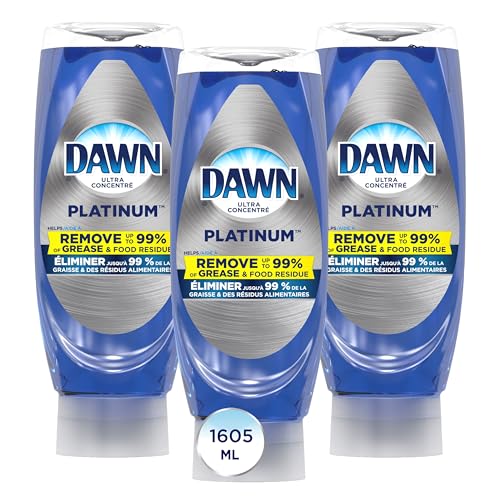 Dawn - Dawn Platinum EZ-Squeeze Dish Soap Liquid, Dishwashing Liquid, Grease Removal, Upside Down Bottle, Fresh Rain, 3x535 mL, 3ct Bundle