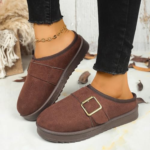 Women's Slippers Fuzzy Cozy Short Ankle Shoes Indoor Outdoor Mules Warm House Slippers for Woman Cute Fluffy Clogs Womens Platform Fleece Lined Memory Foam Suede Winter Plush Slipper2