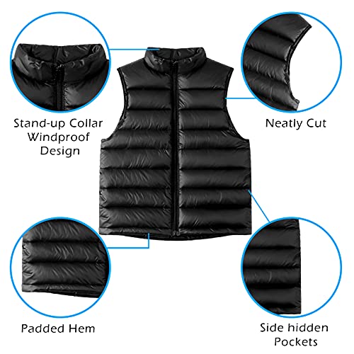 Aieoe Little Kids Winter Down Coat Vest Girls Warm Solid Windproof Outwear Waistcoat Outfits Clothes Water-Resistant Packable Puffer Vests Black 10-11 Years #TOP1