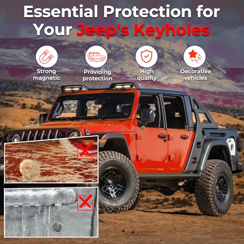 Image of CALBEAU Keyhole Covers Compatible with 2018-2026 Jeep Wrangler JL and Gladiator JT Front Door, Strong Magnet Keyhole Decor Accessories for Door Lock Protection (Classic 2PCS 2007-2018)