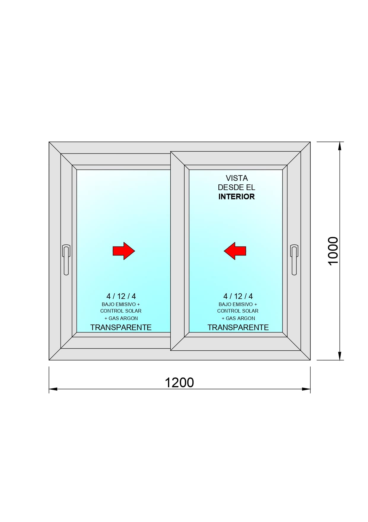Ventanastock Ventana PVC 1200x1000 Corredera 2 hojas