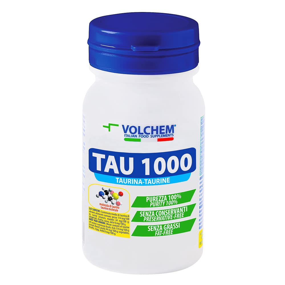 Volchem Tau 1000, Integratore Alimentare a Base di Taurina, Potere Antiossidante, Senza Conservanti, Barattolo da 60 Compresse, 78 g