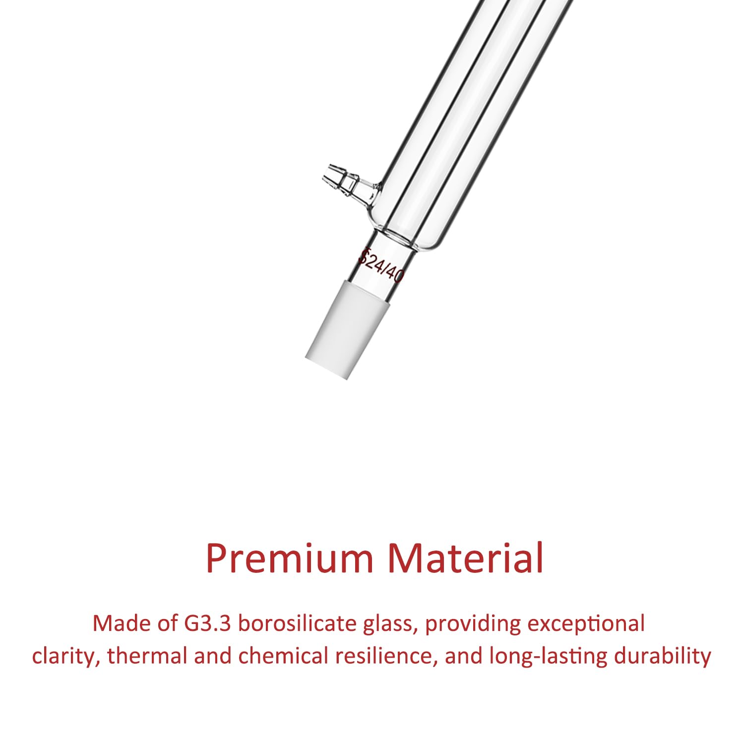 stonylab Condenseur Liebig, Condenseur en Verre Borosilicaté avec Joint 24/40, Longueur de Veste 400 mm, Matériel de Distillation et Condensation de Laboratoire