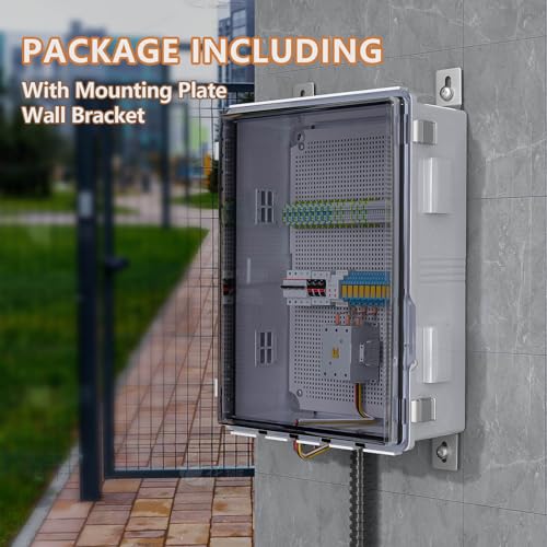 Image of ABS Electrical Junction Box, Ventilated Design, Cable Grommets, IP65 Waterproof Enclosure, Indoor /Outdoor Use with Mounting Panel (Clear Cover, 19.7 inchx15.7 inchx7.9 inch)