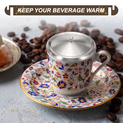 Evite el polvo en su té caliente usando la tapa universal de 4.2 pulgadas de acero inoxidable 6