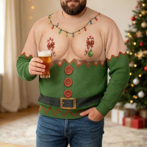Candy Cane Bust Green Elf Sweatshirt, alternative view 1